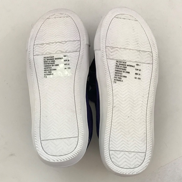 BADGLEY MISCHKA Blue Velvet Sneakers Slip On Rhinestone Delight Bow Girls Size 1 - Picture 15 of 16